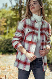 CHECKERED SHERPA LINING OVERSIZED BUTTON JACKET: COCOA / S-M-L-XL:1-2-2-1