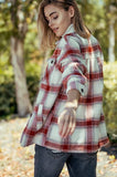 CHECKERED SHERPA LINING OVERSIZED BUTTON JACKET: COCOA / S-M-L-XL:1-2-2-1