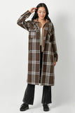 60249 Twofer Hoodie Plaid Long Jacket: Cream / L