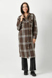 60249 Twofer Hoodie Plaid Long Jacket: Cream / L