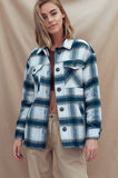 CHECKERED SHERPA LINING OVERSIZED BUTTON JACKET: COCOA / S-M-L-XL:1-2-2-1