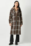 60249 Twofer Hoodie Plaid Long Jacket: Cream / S