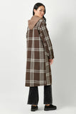 60249 Twofer Hoodie Plaid Long Jacket: Cream / L