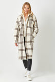 60249 Twofer Hoodie Plaid Long Jacket: Cream / L