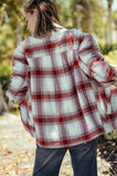 CHECKERED SHERPA LINING OVERSIZED BUTTON JACKET: COCOA / S-M-L-XL:1-2-2-1