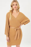 SI-23921 Wrap Belted Sweater Dress: Kelly-161336 / L