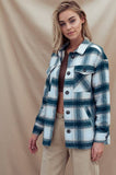 CHECKERED SHERPA LINING OVERSIZED BUTTON JACKET: COCOA / S-M-L-XL:1-2-2-1