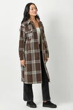 60249 Twofer Hoodie Plaid Long Jacket: Cream / L