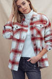 CHECKERED SHERPA LINING OVERSIZED BUTTON JACKET: COCOA / S-M-L-XL:1-2-2-1