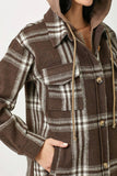 60249 Twofer Hoodie Plaid Long Jacket: Cream / S