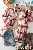 CHECKERED SHERPA LINING OVERSIZED BUTTON JACKET: COCOA / S-M-L-XL:1-2-2-1