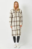 60249 Twofer Hoodie Plaid Long Jacket: Cream / S