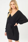 SI-23921 Wrap Belted Sweater Dress: Kelly-161336 / L