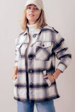 CHECKERED SHERPA LINING OVERSIZED BUTTON JACKET: COCOA / S-M-L-XL:1-2-2-1