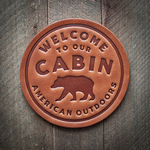 Welcome to Our Cabin Leather Coaster