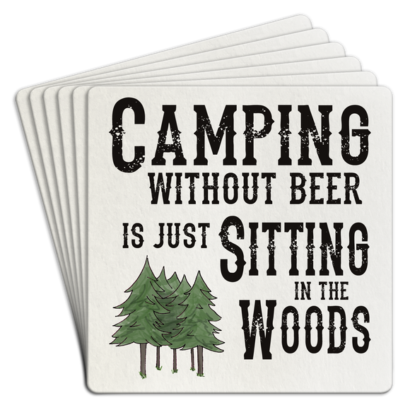 Paper Coaster 6pk Camping without Beer