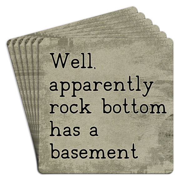 Paper Coaster 6pk Rock bottom has a basement