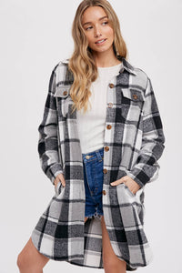 FLANNEL PLAID LONGLINE SHACKET